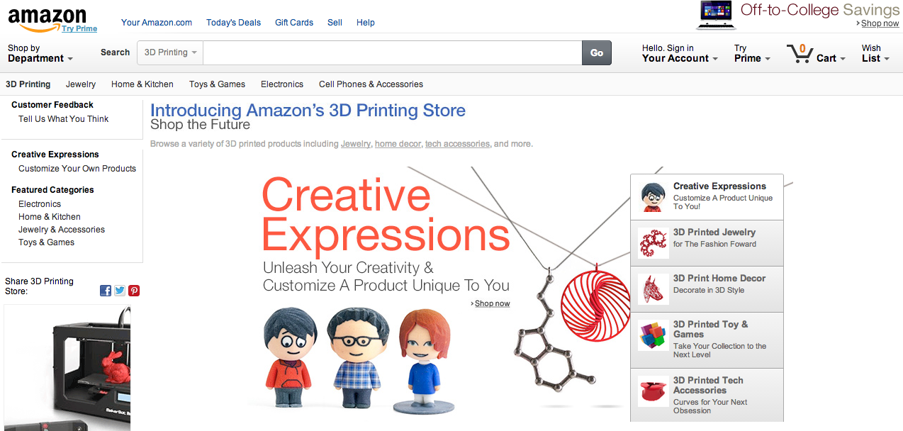 3D-printa hos Amazon