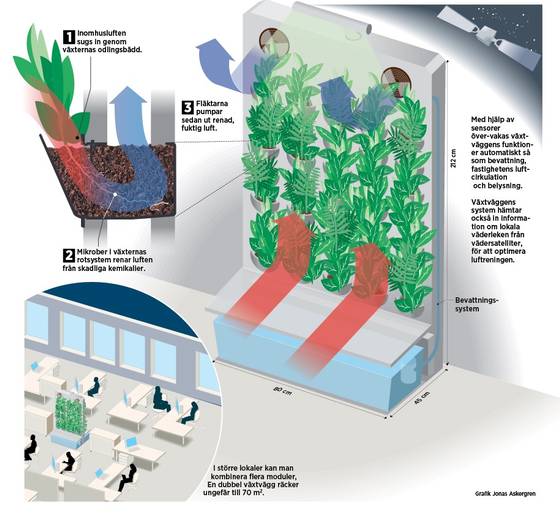 Grön high-tech vägg bryter ner kemikalier