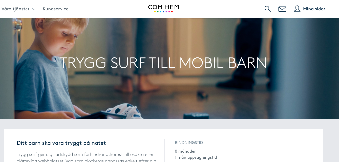 Com Hem gör det tryggare för barn att surfa på mobilen