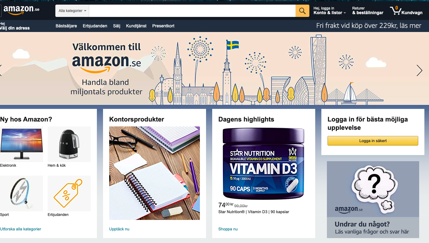 Amazon lanserat i Sverige