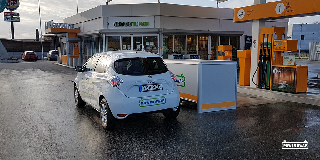 Bytesautomat för batterier till elbilar