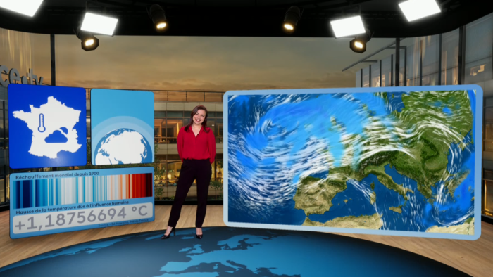 Fransk TV presenterar väder OCH klimat