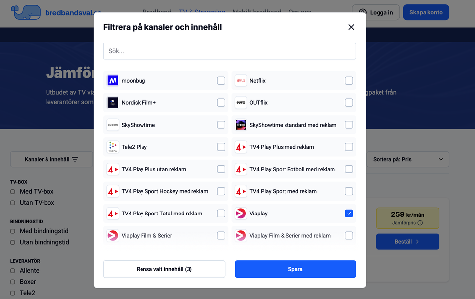 Ny tjänst för att jämföra streamingtjänster